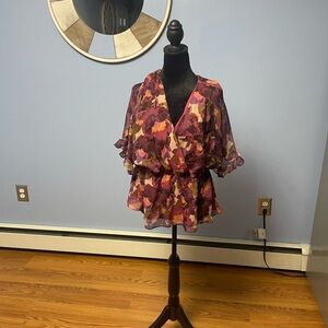 Pink, orange, tan blouse